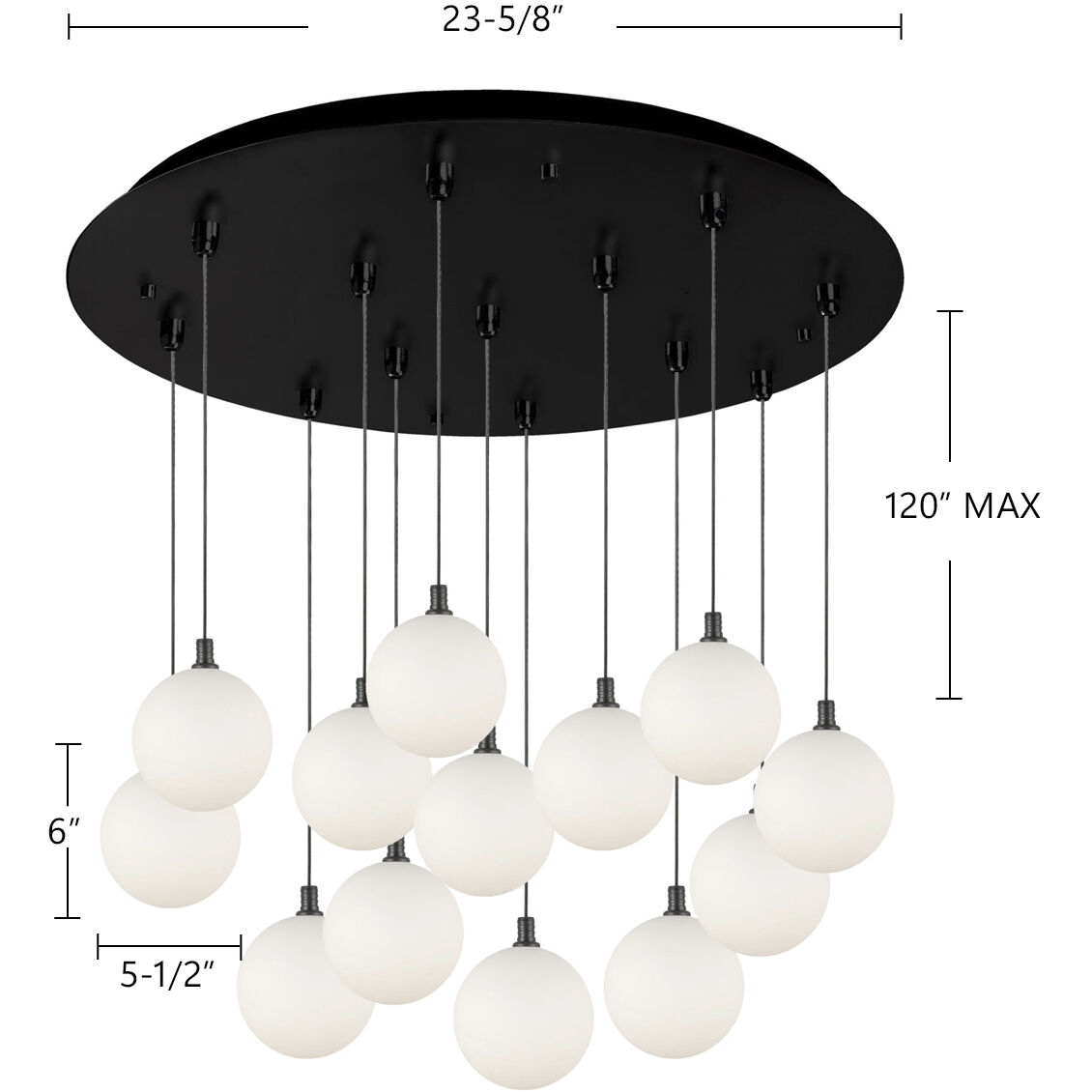 Bolla Multi Pendant Ceiling Light in Chrome, Opal Glass