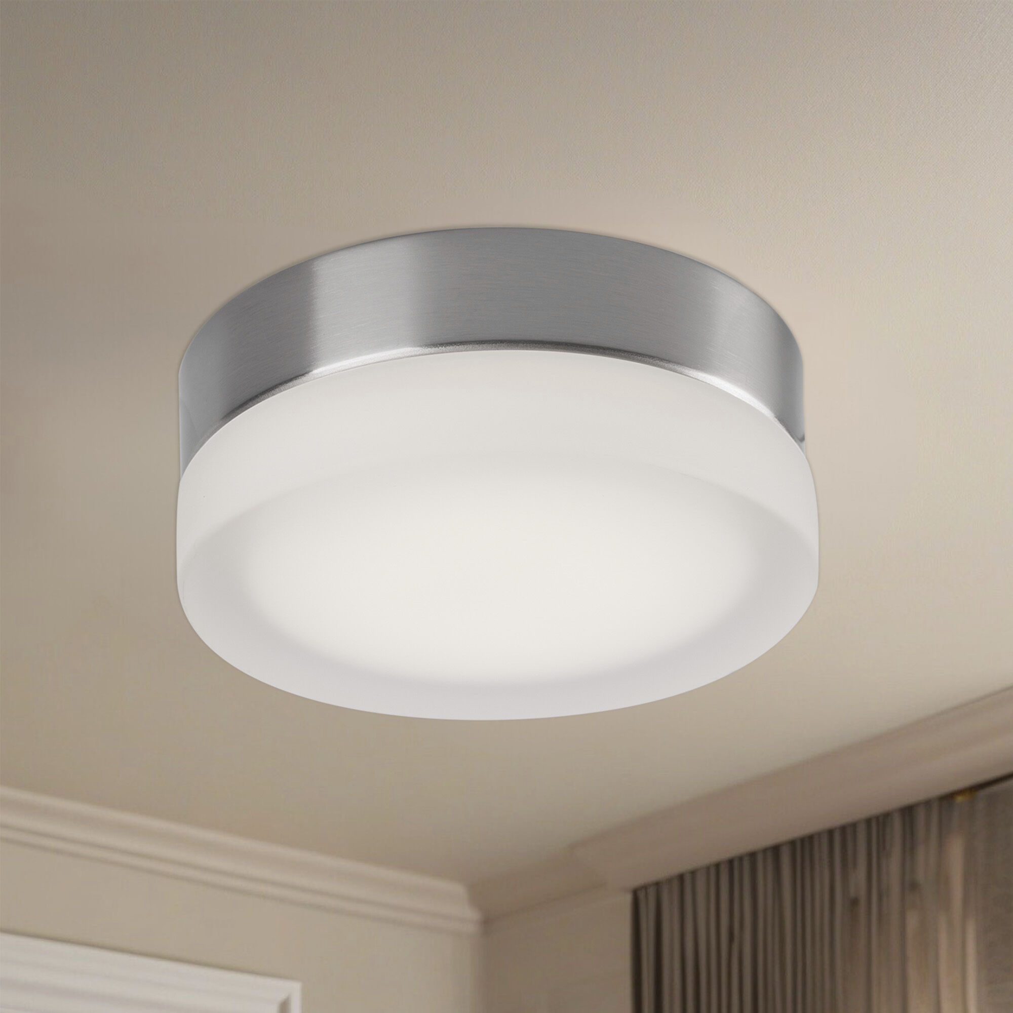 Bedford LED 5.88 inch Brushed Nickel/Frosted Flush Mount Ceiling Light