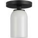Nola 1 Light 3.63 inch Black Semi-Flush Mount Ceiling Light in Glossy Opal Glass Shade