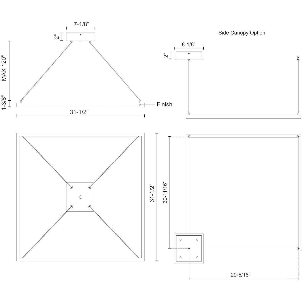Piazza Pendant Ceiling Light in White