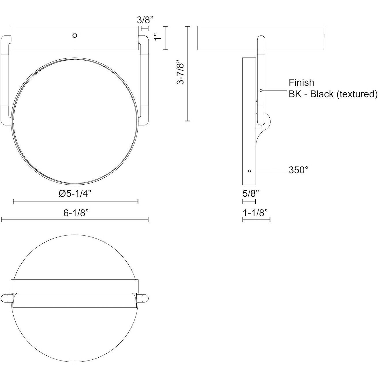 Novel LED 5.25 inch Black Semi-Flush Mount Ceiling Light