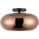 Trinity LED 14.25 inch Black Semi-Flush Mount Ceiling Light in Copper Glass