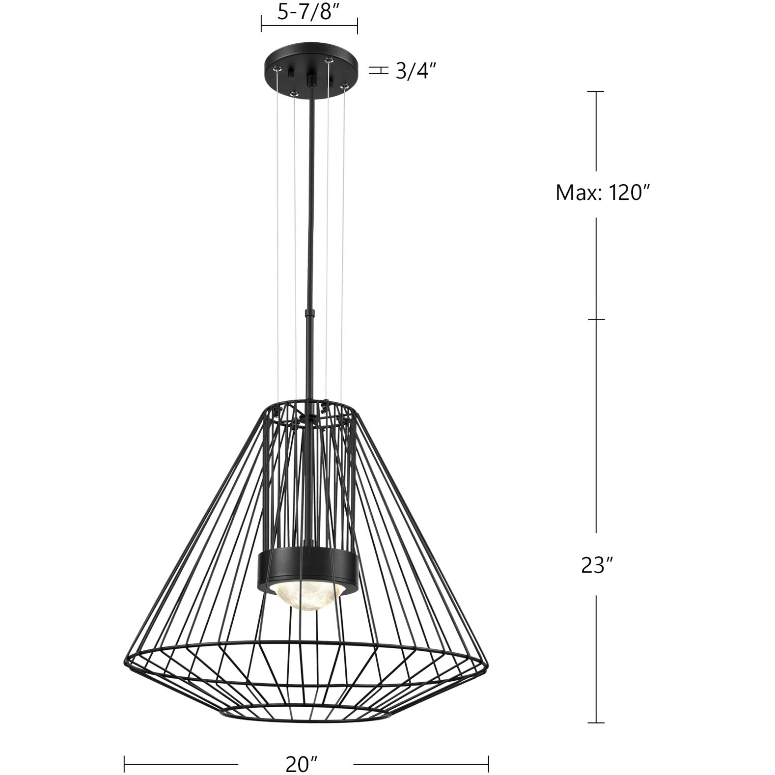 Arctic LED 20 inch Black Exterior Pendant