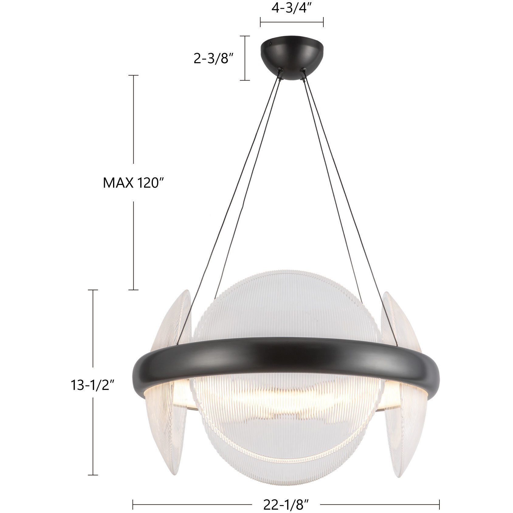 Taurus LED 22.13 inch Urban Bronze/Clear Ribbed Glass Chandelier Ceiling Light