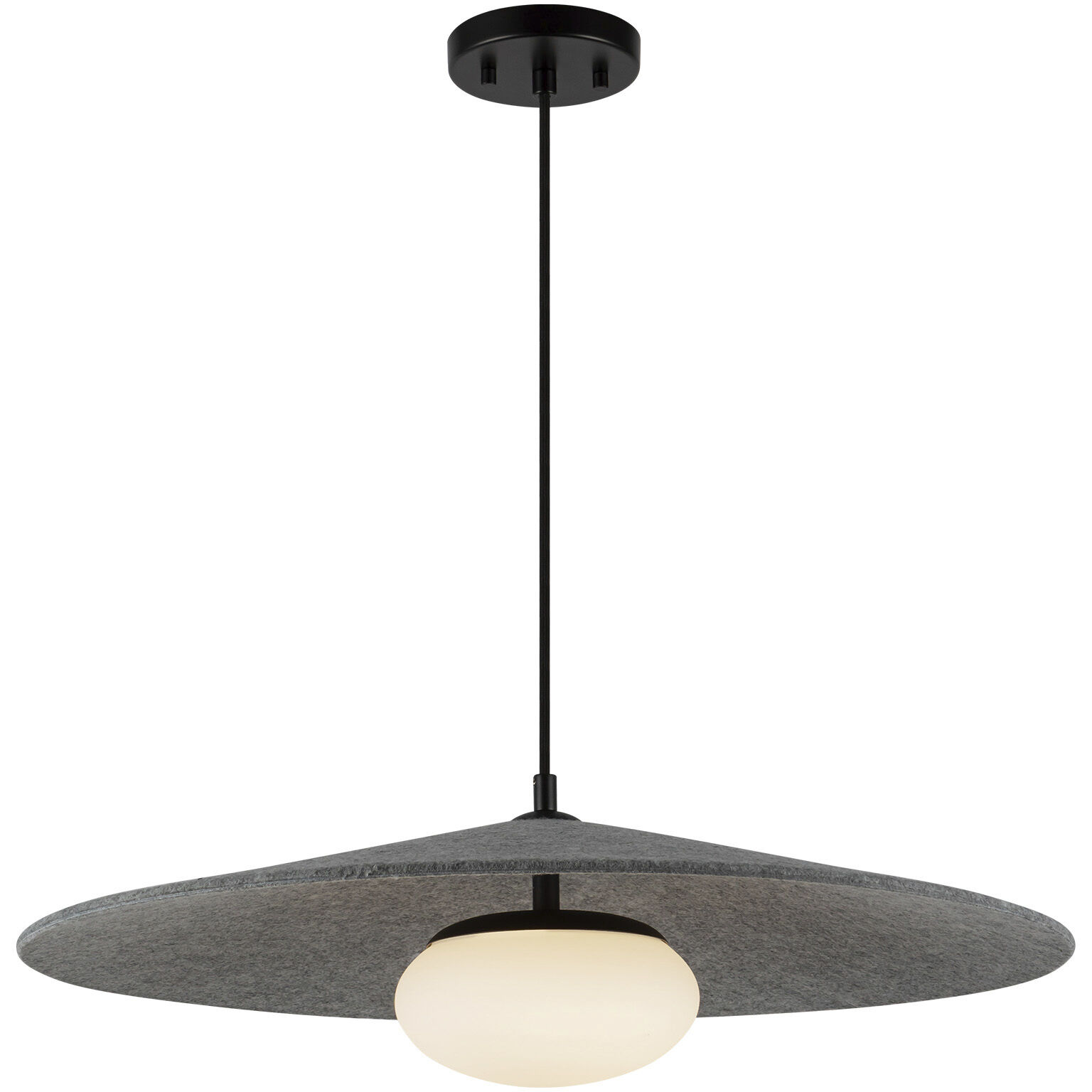 Cruz Pendant Ceiling Light in Felt - Gray, Felt Shade