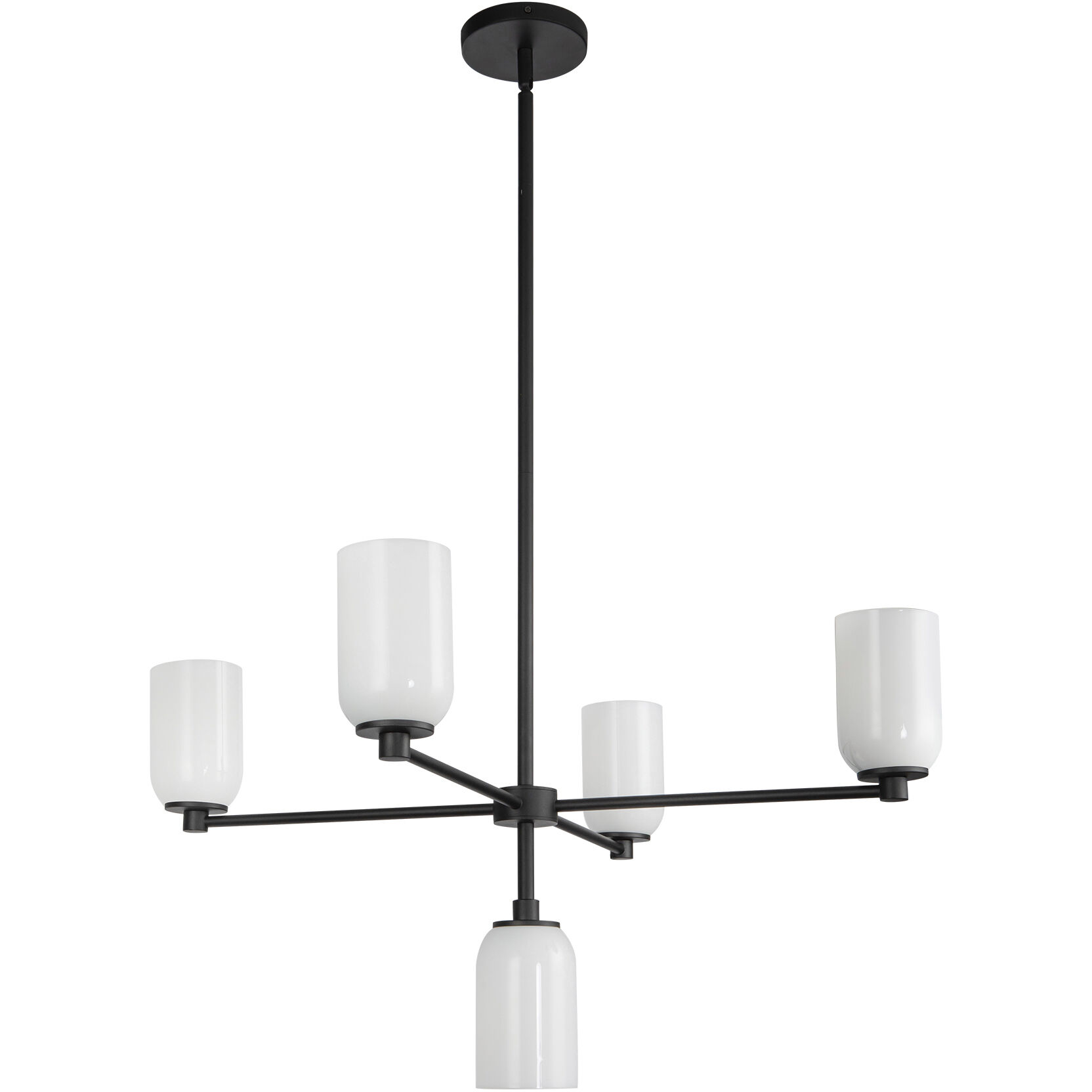 Nola 5 Light 30.63 inch Black/Glossy Opal Glass Chandelier Ceiling Light in Glossy Opal Glass Shade
