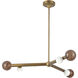 Reese 41 inch Vintage Brass Chandelier Ceiling Light in Amber Glass