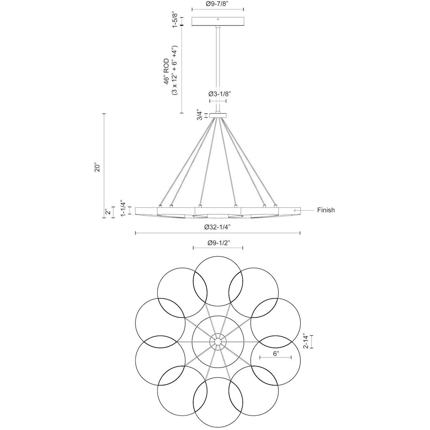 Maestro LED 32.25 inch Black/Gold Chandelier Ceiling Light in Black and Gold