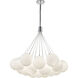 Bolla LED 28 inch Opal Glass Chandelier Ceiling Light in Steel, Clear Glass and Interior Opal Glass