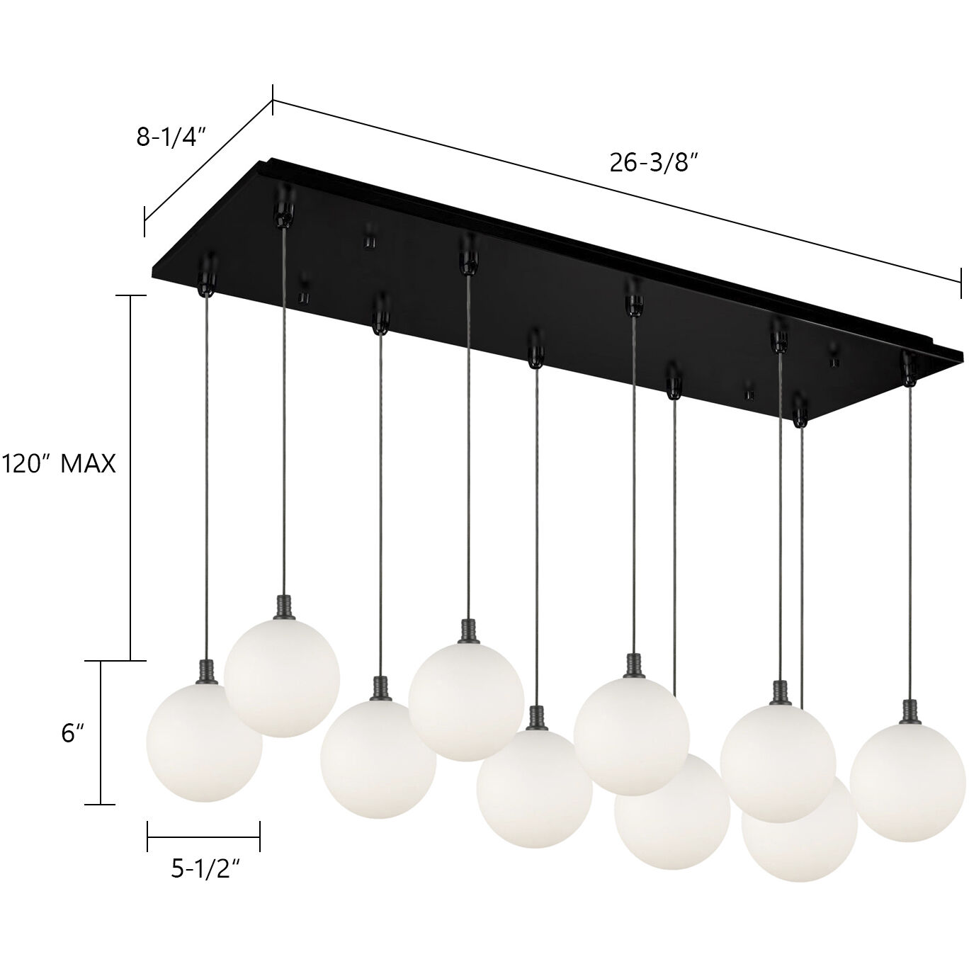 Bolla Multi Pendant Ceiling Light in Chrome, Clear Glass + Interior Opal Glass