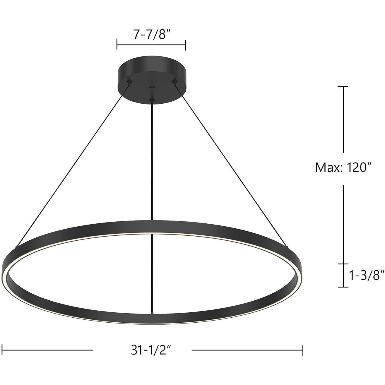 Cerchio LED 31.5 inch Black Pendant Ceiling Light