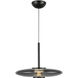 Kyoto LED 17.75 inch Black Pendant Ceiling Light in Smoked Glass
