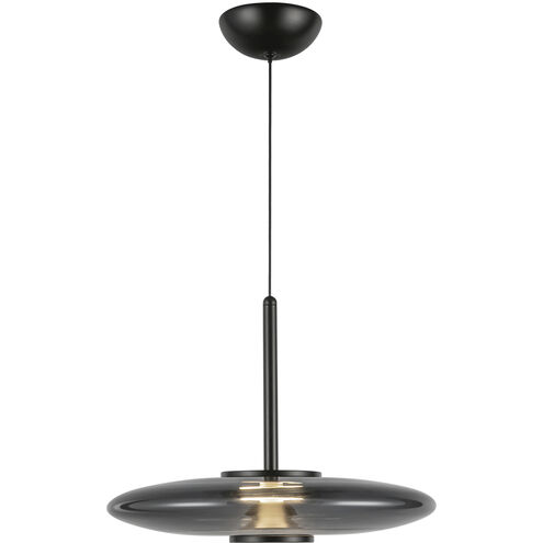 Kyoto LED 17.75 inch Black Pendant Ceiling Light in Smoked Glass