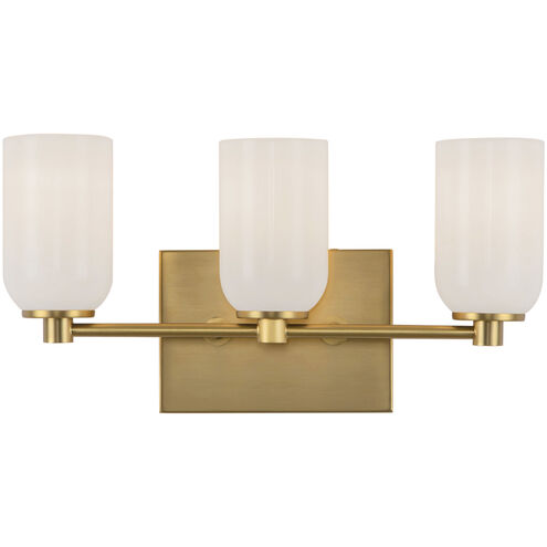 Nola 3 Light 17.63 inch Brushed Gold Bath Vanity Light Wall Light in Opal Glass