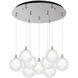 Bolla LED 19.63 inch Chrome Multi Pendant Ceiling Light in Clear Glass + Interior Opal Glass