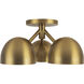 Fosso 3 Light 12.5 inch Brushed Gold Semi-Flush Mount Ceiling Light