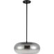 Trinity LED 14.25 inch Black/Smoked Pendant Ceiling Light in Smoked Glass