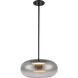 Trinity LED 14.25 inch Black Pendant Ceiling Light in Smoked Glass