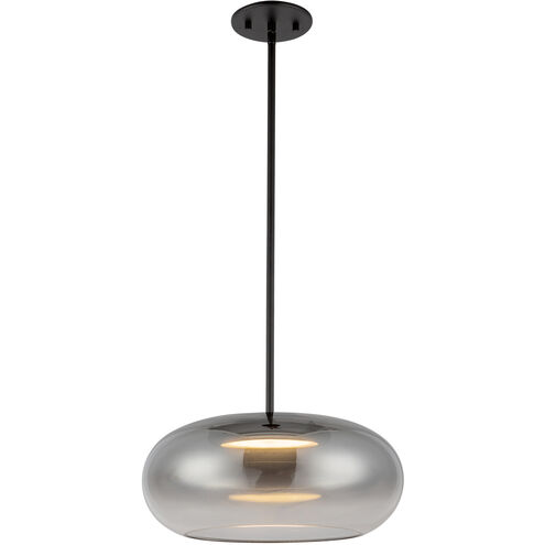 Trinity LED 14.25 inch Black Pendant Ceiling Light in Smoked Glass