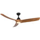 Baylor 60 inch Matte Black and Natural Wood Ceiling Fan