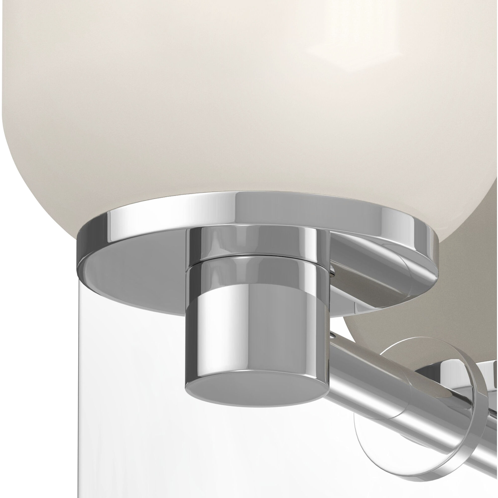 Nola Wall Sconce Wall Light in Chrome, Glossy Opal Glass Shade