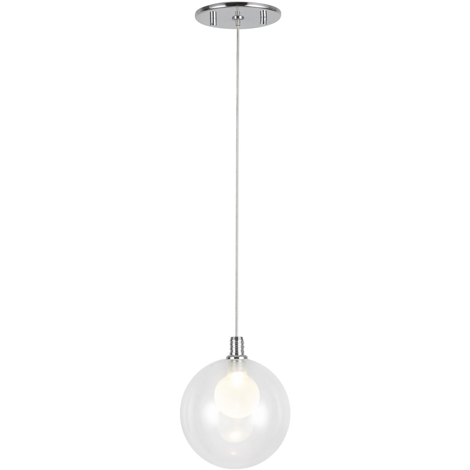 Bolla Pendant Ceiling Light in Chrome, Clear Glass Shade