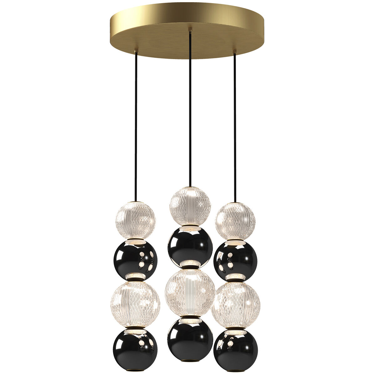 Onyx 14.63 inch Natural Brass with Polished Nickel Multi Pendant Ceiling Light
