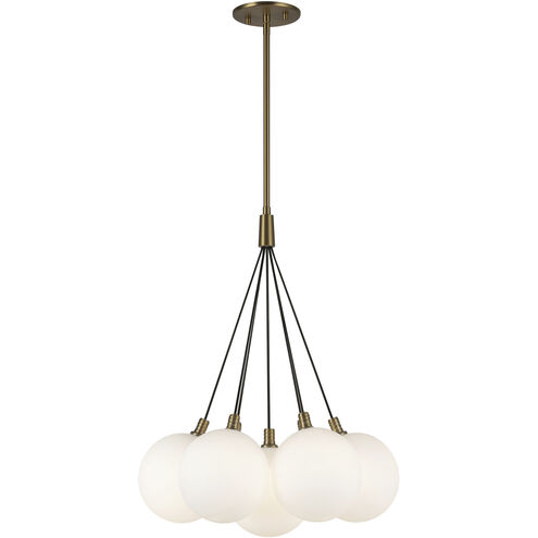 Bolla LED 16.5 inch Brushed Gold Chandelier Ceiling Light in Matte Opal Glass