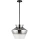 Trinity LED 13.13 inch Black/Smoked Pendant Ceiling Light in Smoked Glass