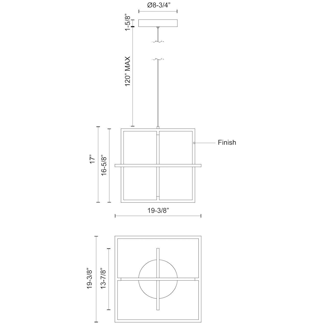 Mondrian LED 19.38 inch Brushed Nickel Pendant Ceiling Light