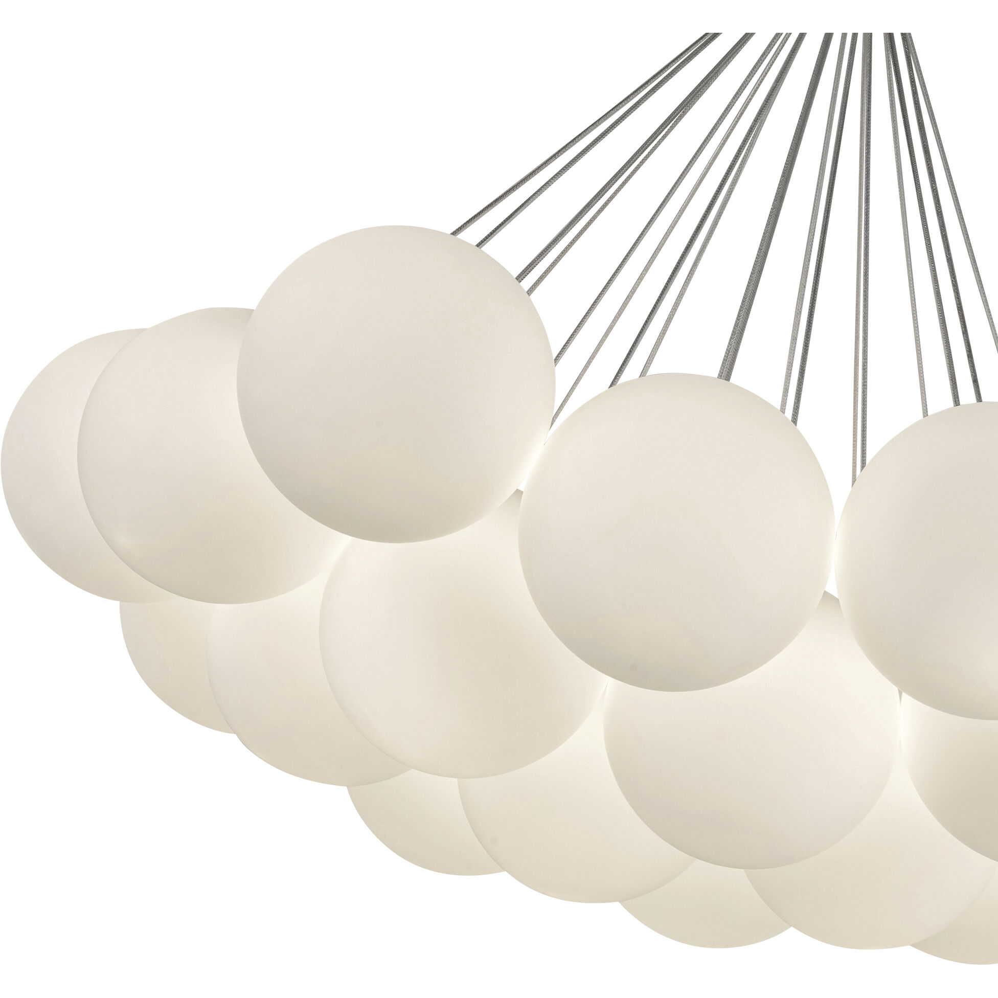 Bolla LED 28 inch Opal Glass Chandelier Ceiling Light in Steel, Clear Glass and Interior Opal Glass