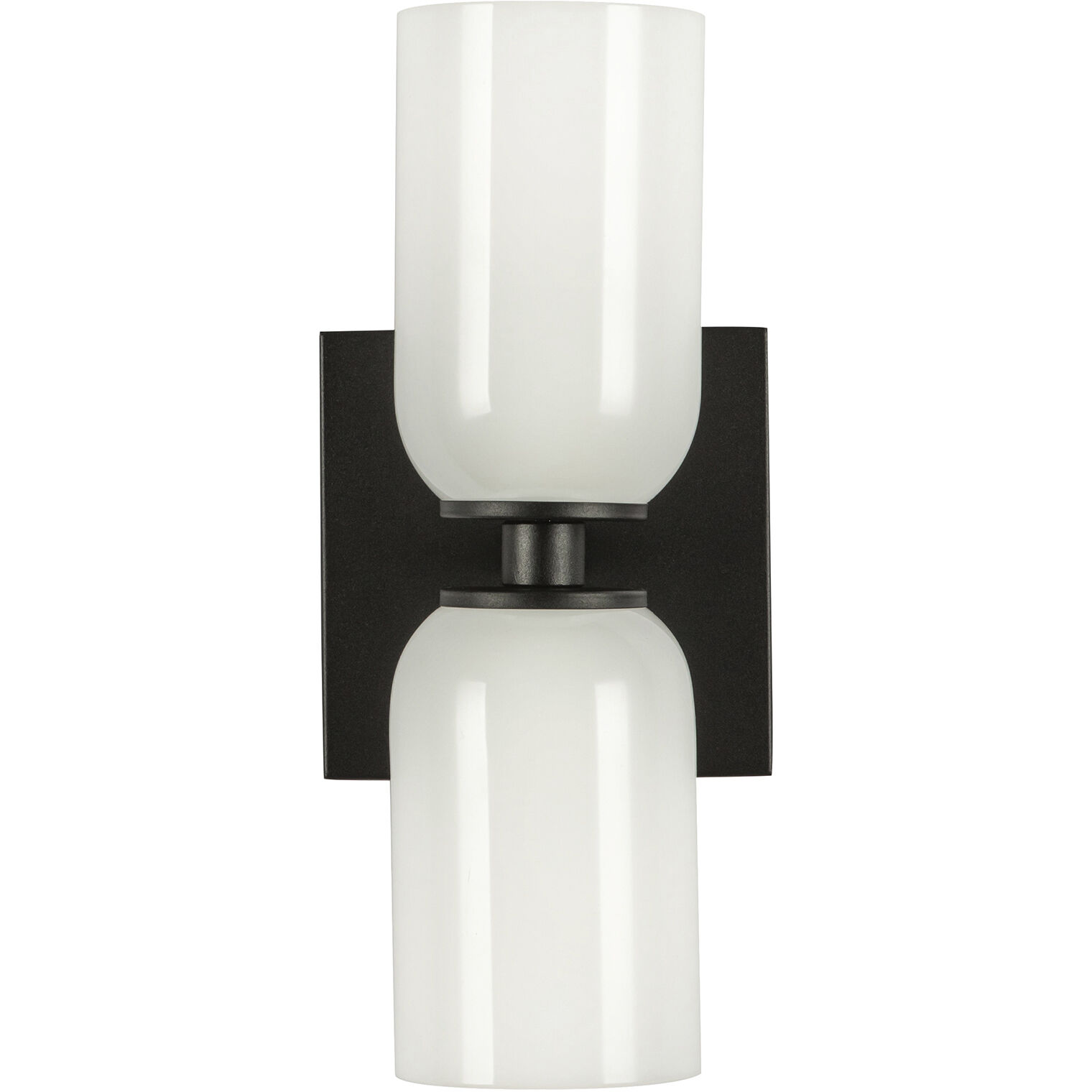Nola Wall Sconce Wall Light in Black, Glossy Opal Glass Shade