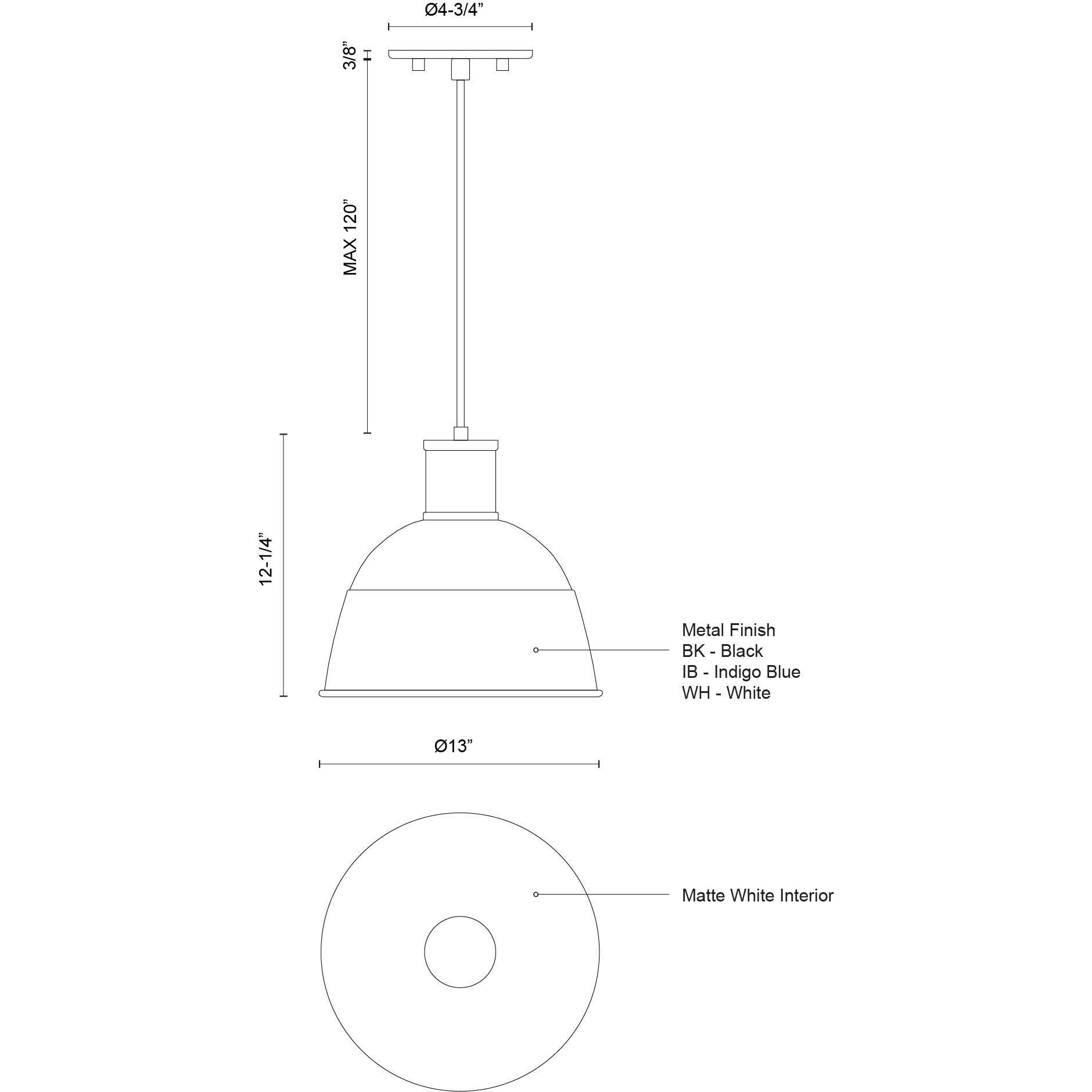 Irving 1 Light 13 inch White Pendant Ceiling Light