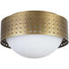 Astoria 2 Light 10 inch Vintage Brass Flush Mount Ceiling Light