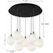 Bolla Multi Pendant Ceiling Light in Black, Clear Glass + Interior Opal Glass