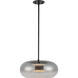 Trinity LED 14.25 inch Black/Smoked Pendant Ceiling Light in Smoked Glass