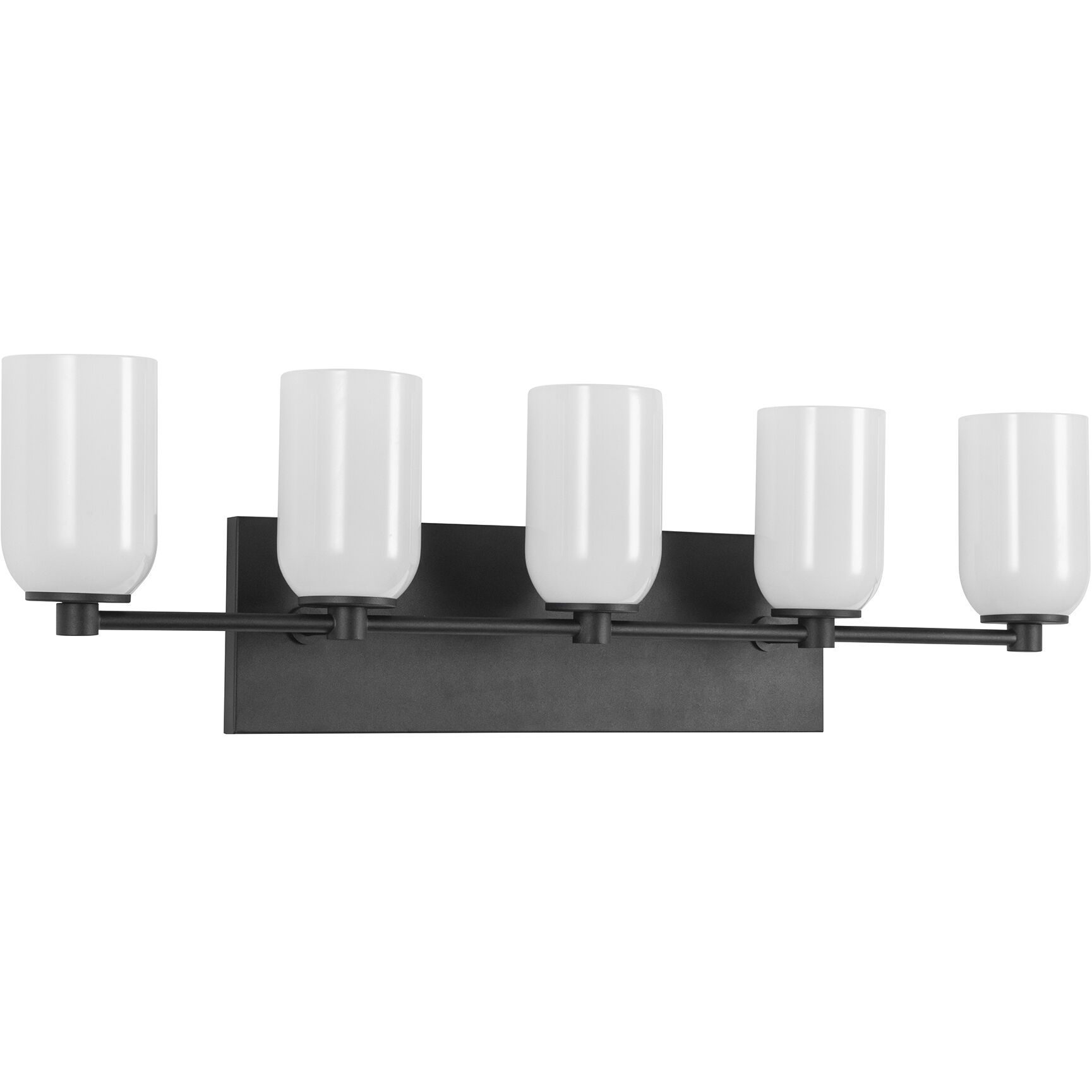 Nola Bath Vanity Light Wall Light in Black, Glossy Opal Glass Shade