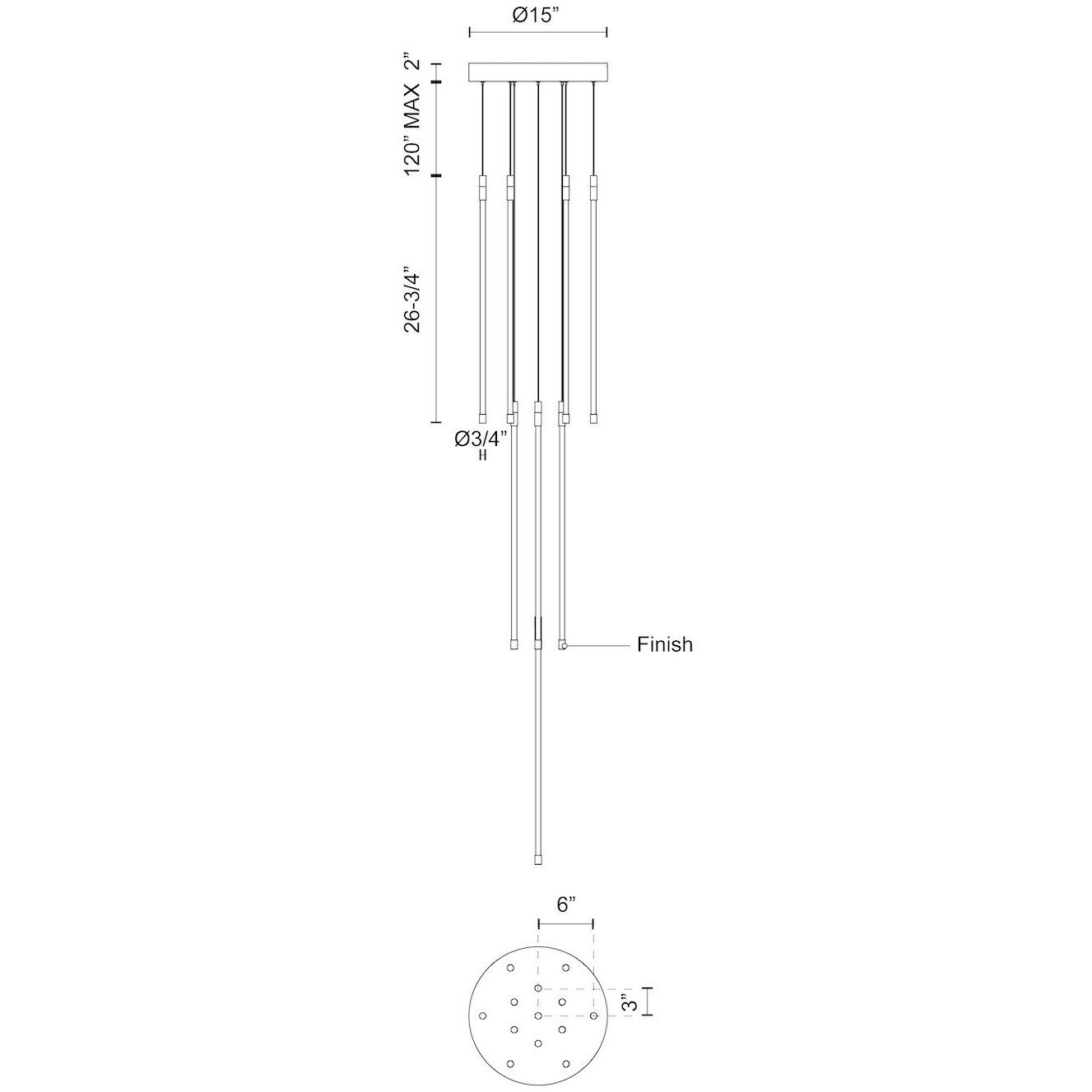 Motif Multi Pendant Ceiling Light in Chrome