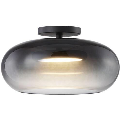 Trinity LED 14.25 inch Black Semi-Flush Mount Ceiling Light in Smoked Glass