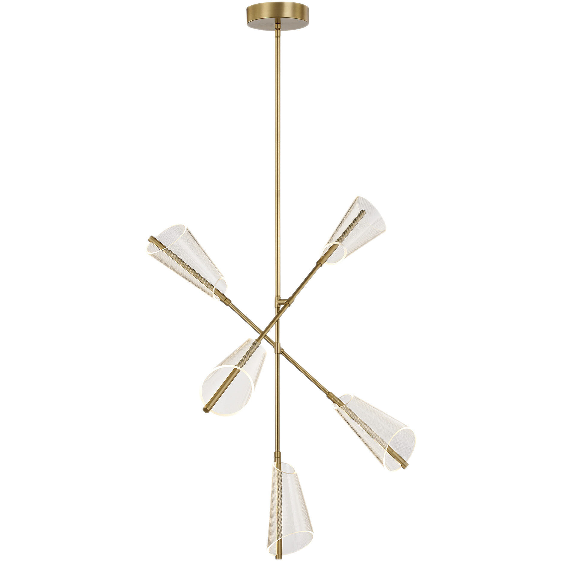 Mulberry LED 37 inch Brushed Gold/Light Guide Chandelier Ceiling Light