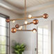 Reese 47.5 inch Vintage Brass Chandelier Ceiling Light in Amber Glass