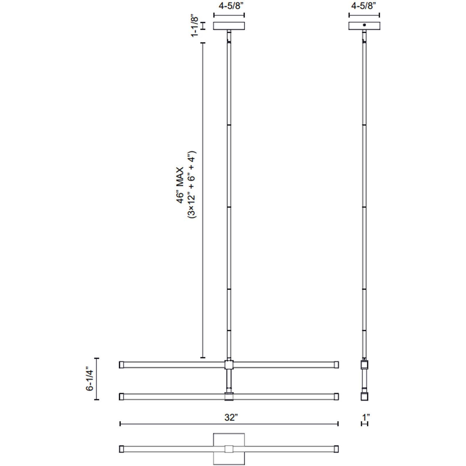 Blade LED 1 inch Brushed Gold Chandelier Ceiling Light