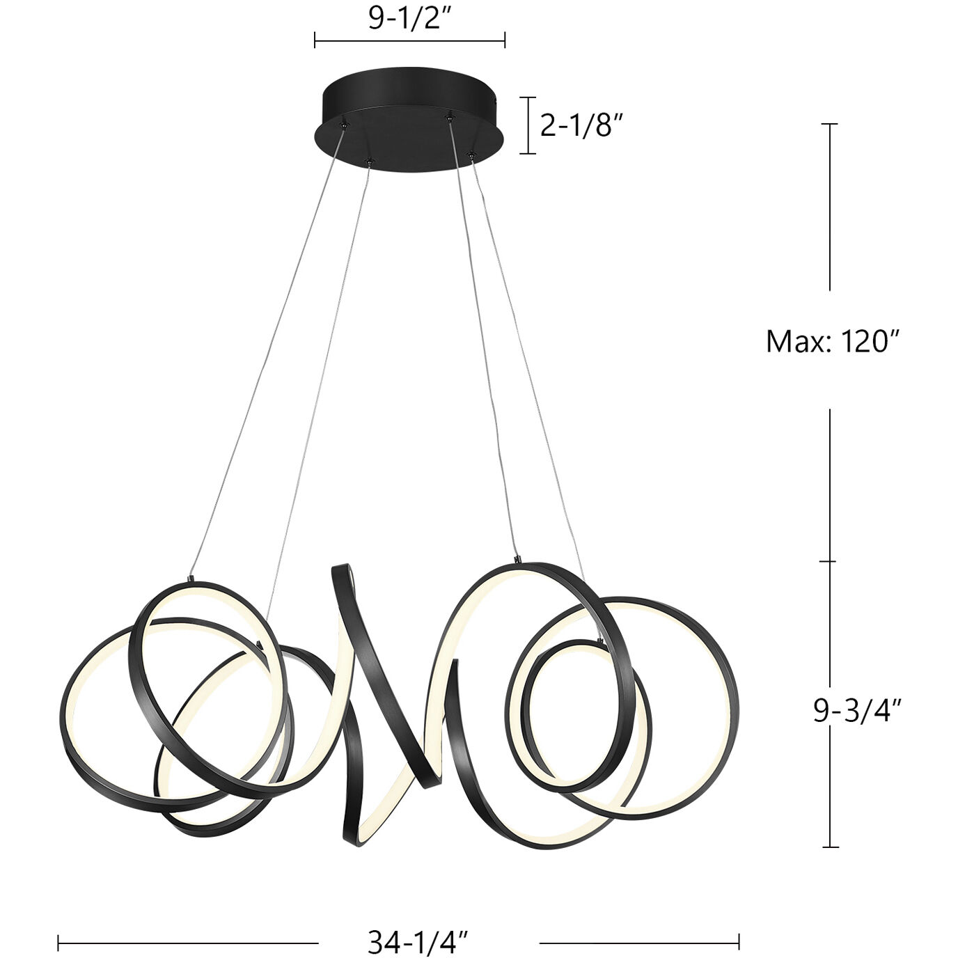 Synergy LED 34.25 inch Black Chandelier Ceiling Light