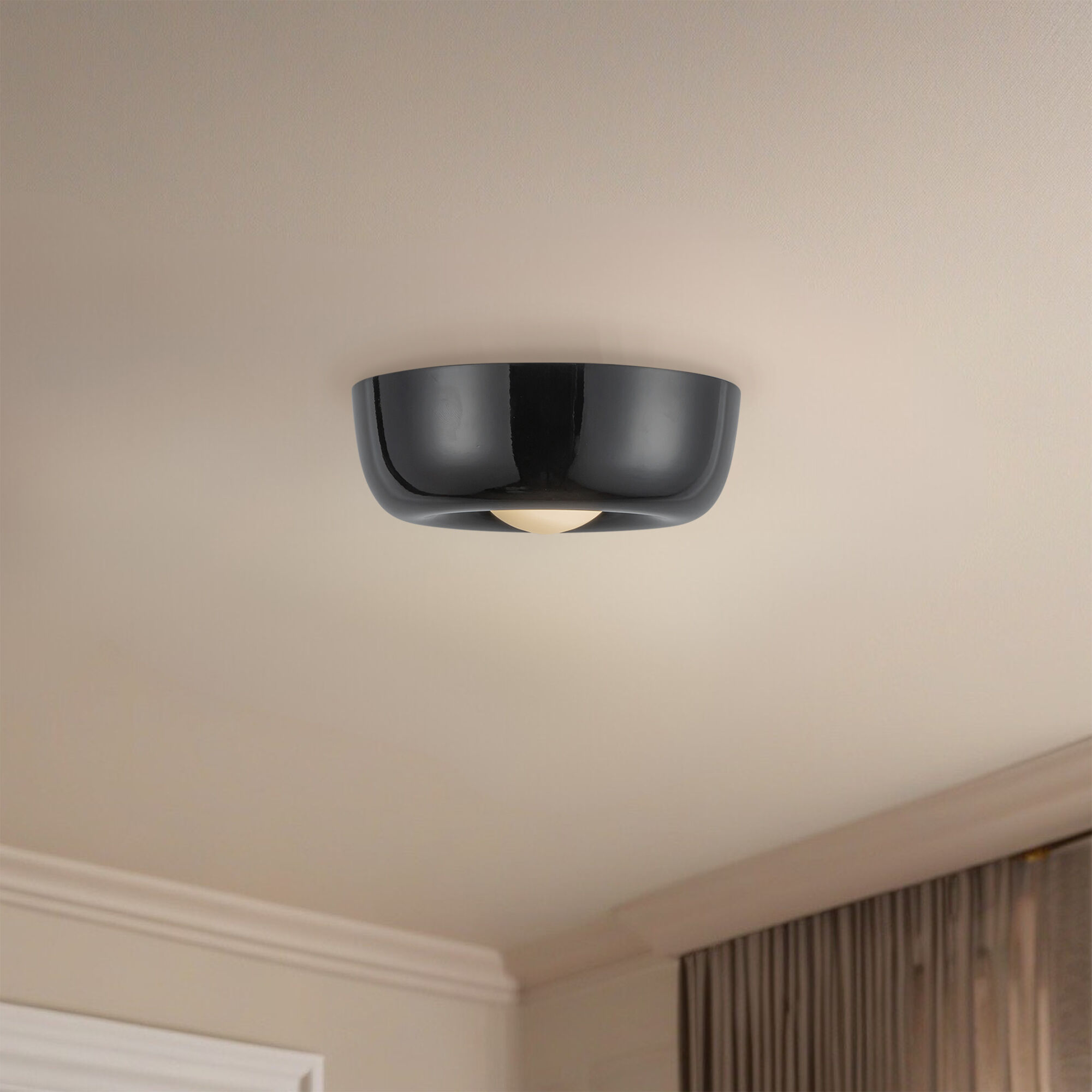 Hayden LED 6 inch Glossy Black Flush Mount Ceiling Light