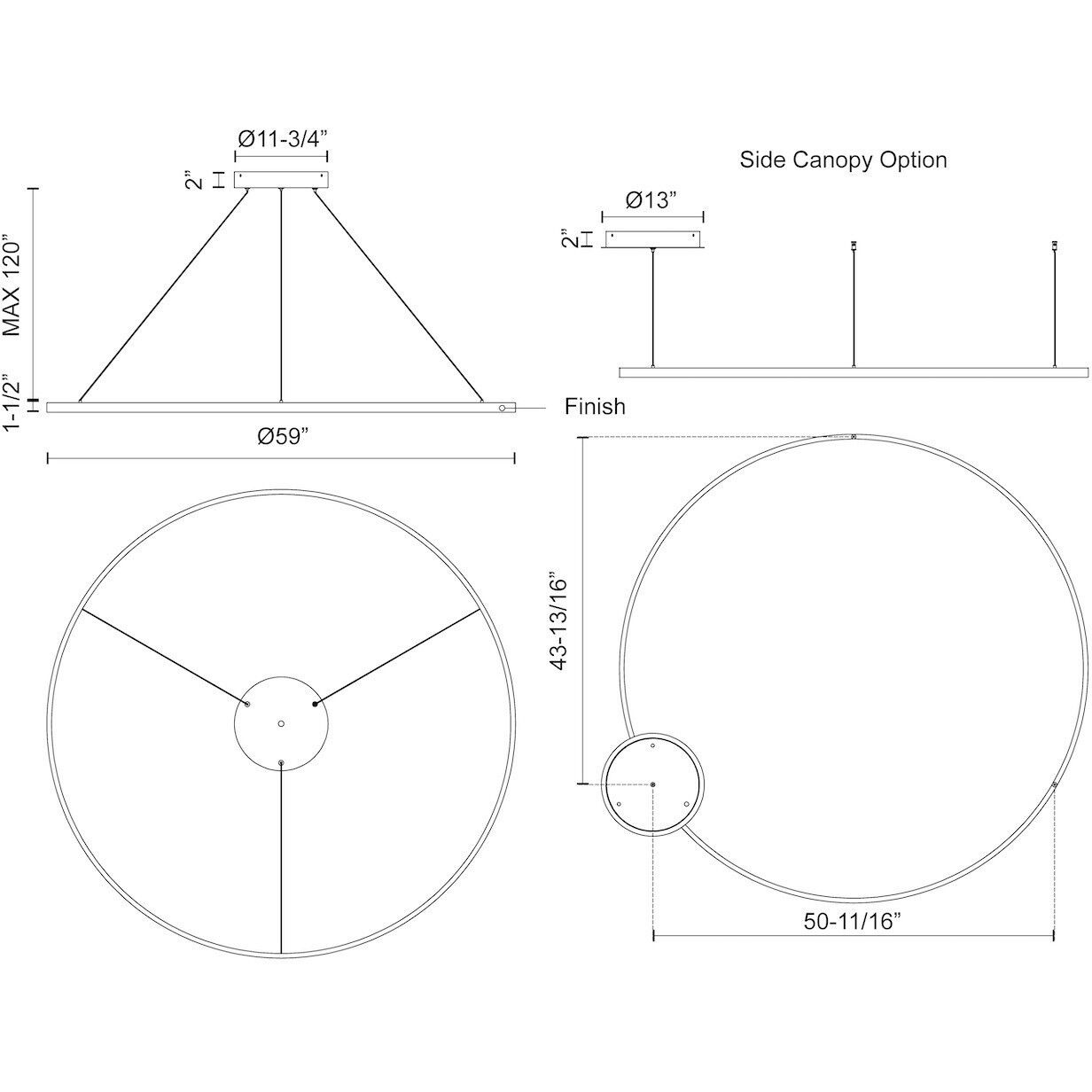 Cerchio LED 59 inch White Pendant Ceiling Light