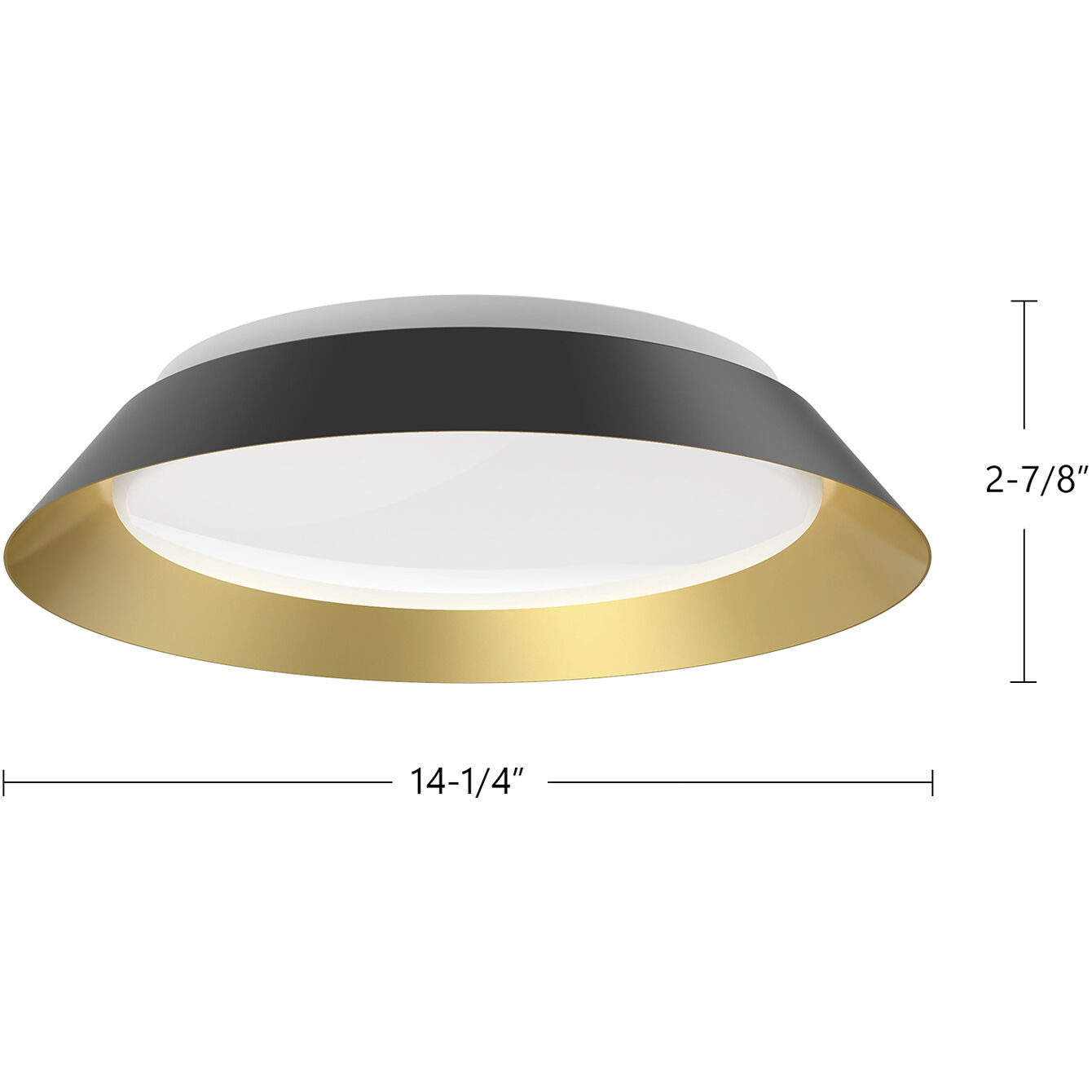 Jasper LED 14.25 inch Black/Gold Flush Mount Ceiling Light in Black and Gold