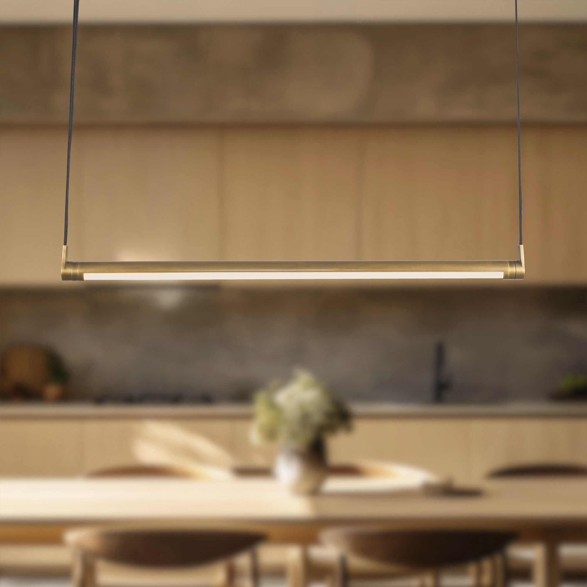 Laurence LED 1.88 inch Vintage Brass Linear Pendant Ceiling Light