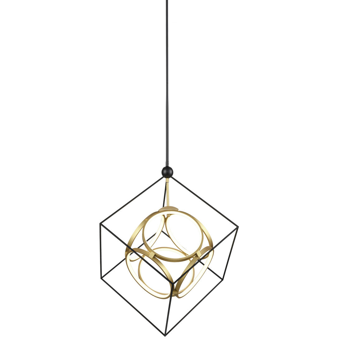 Monza LED 31.13 inch Black/Antique Brass Chandelier Ceiling Light