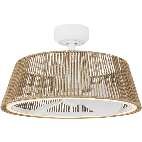 Isla 23.13 inch White Ceiling Fan in White and Braided Rope