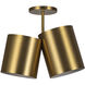 Keiko 2 Light 6 inch Brushed Gold Semi-Flush Mount Ceiling Light